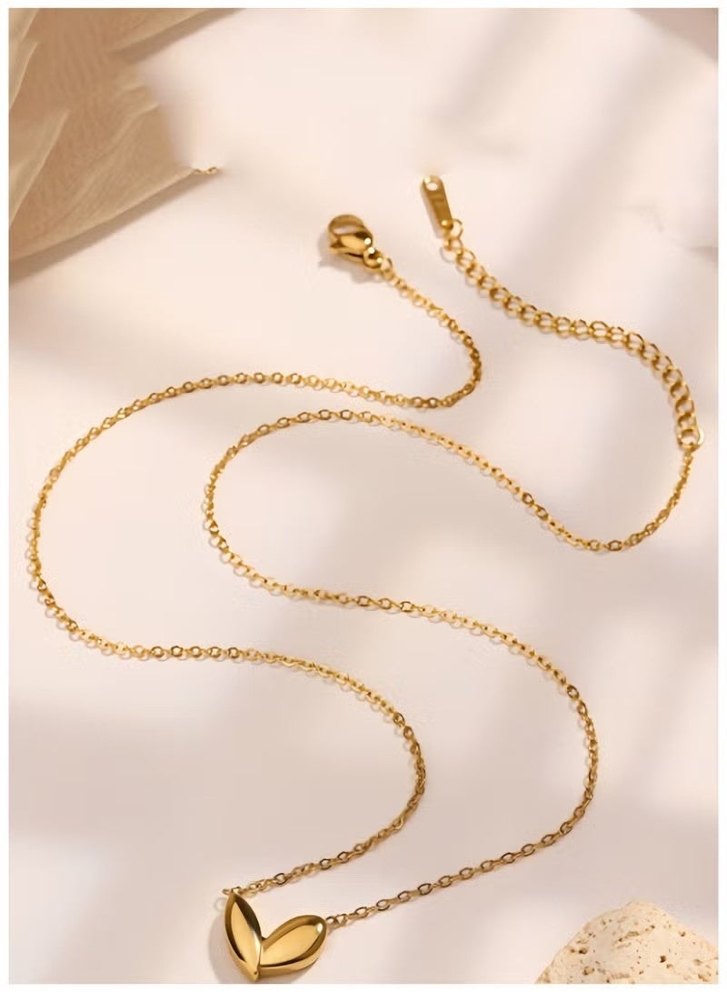 قلادة نسائية من الذهب عيار 14 قيراطًا، بتصميم بسيط على شكل قلب، سلسلة ترقوة، قطعة مجوهرات رائعة للنساء والفتيات - Image 2